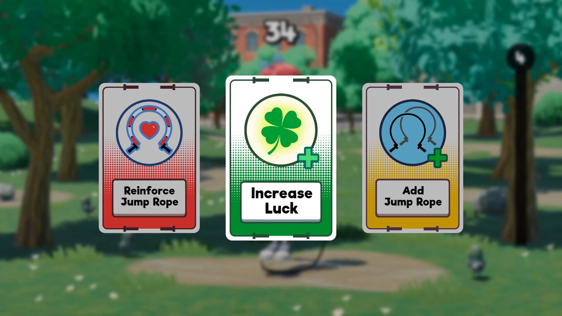 Official Scarlet Skips screenshot of the three-card level-up choice